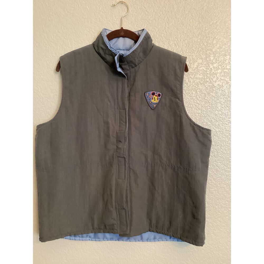 Vintage 1990s Disney Unlimited Reversible Grey Blue Mickey Mouse Vest L
